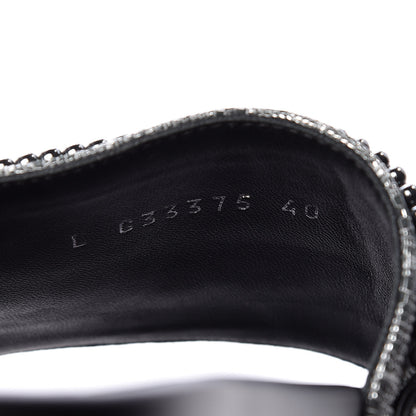 Chanel Fantasy Lambskin Pearl Chain CC Flat Mules 40 Silver Black 10 of 11