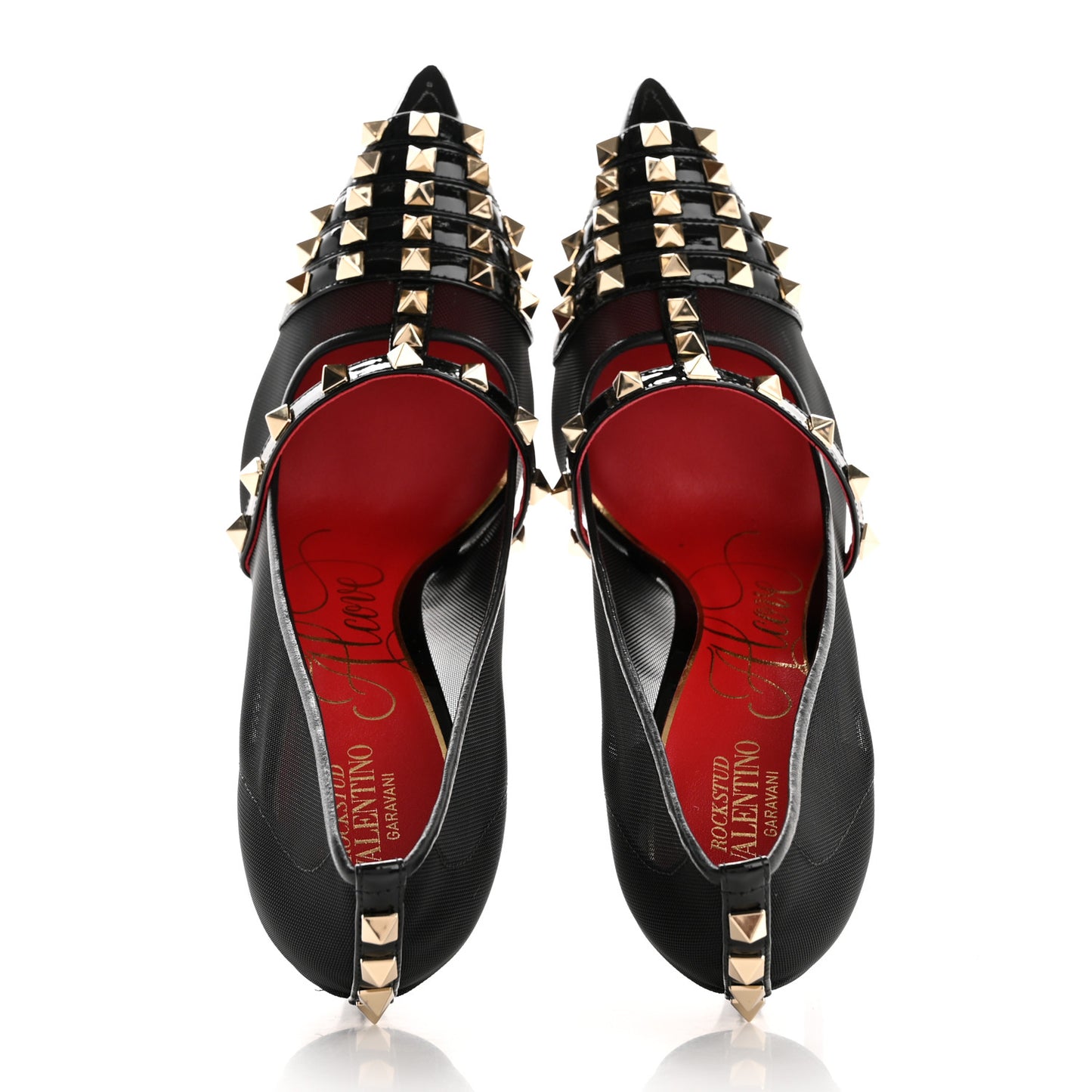 Mesh Patent Rockstud Alcove 100mm Pumps 39.5 Black