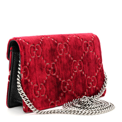 Gucci Velvet GG Monogram Super Mini Dionysus Shoulder Bag Red Cipria Black 3 of 12