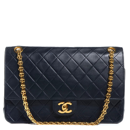 Chanel Lambskin Quilted Medium Double Flap w Bijoux Chain Navy 1 of 7