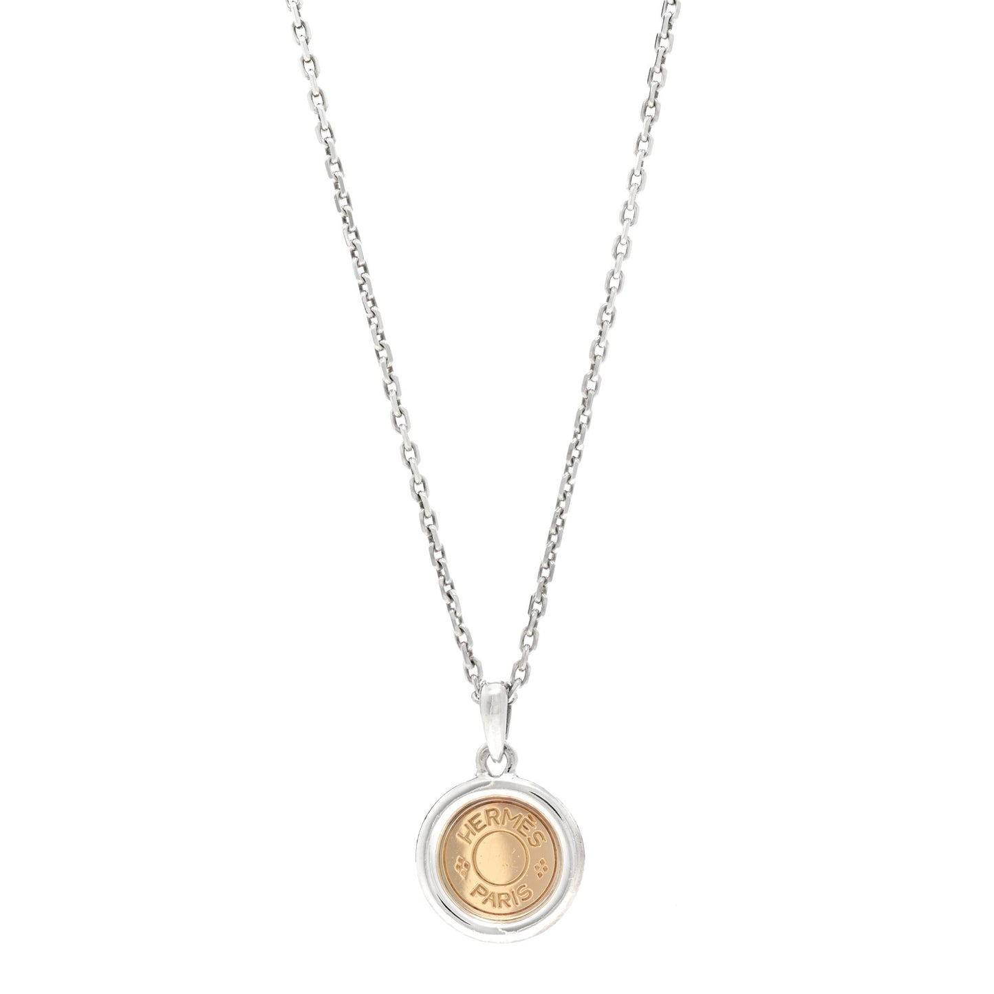 Sterling Silver 18K Yellow Gold Clou de Selle Pendant Necklace