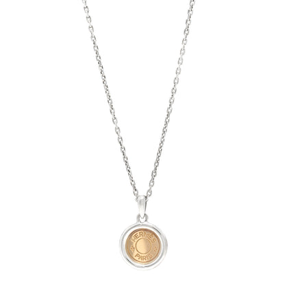 Hermes Sterling Silver 18K Yellow Gold Clou de Selle Pendant Necklace 1 of 4