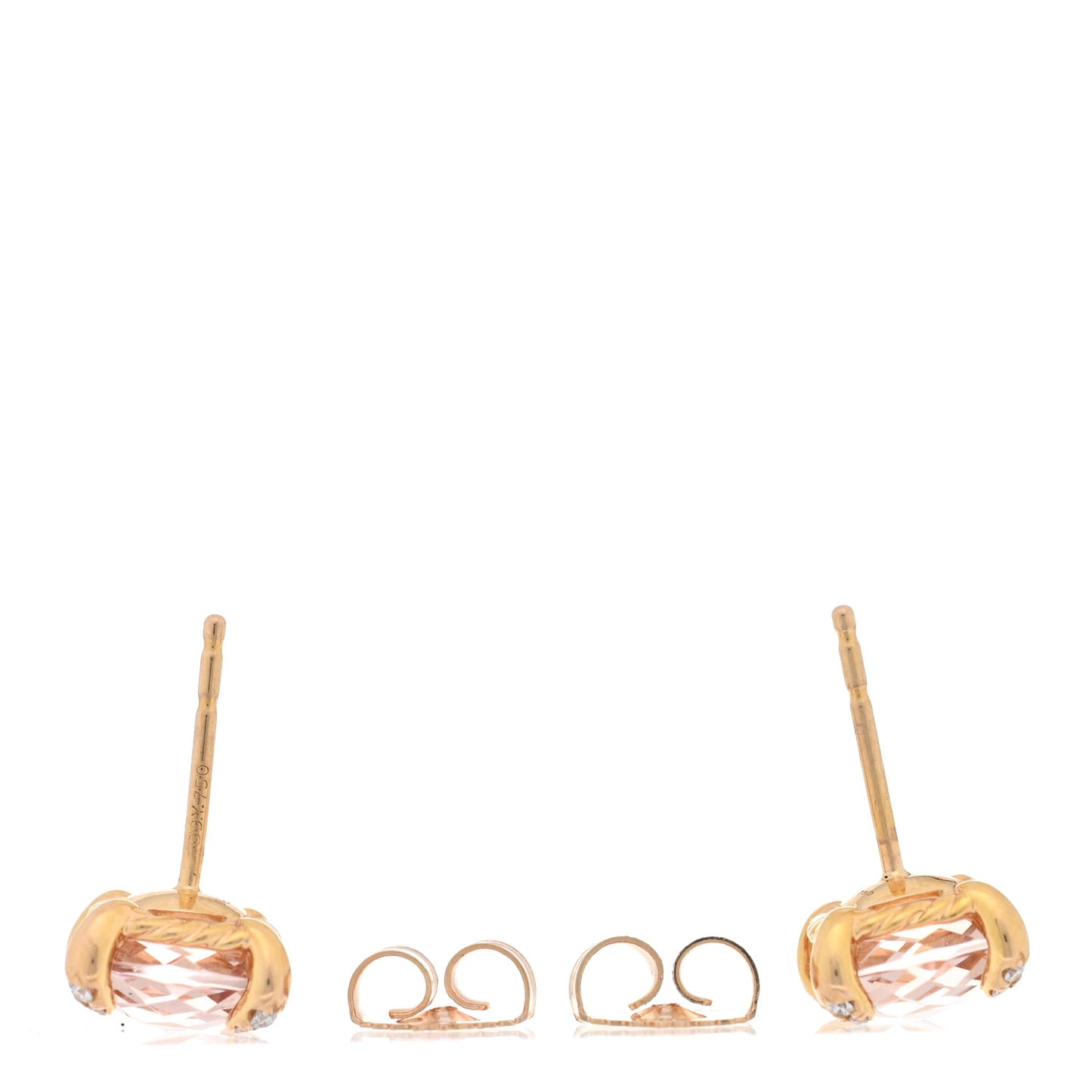 18K Rose Gold Diamond Morganite 8mm Chatelaine Earrings