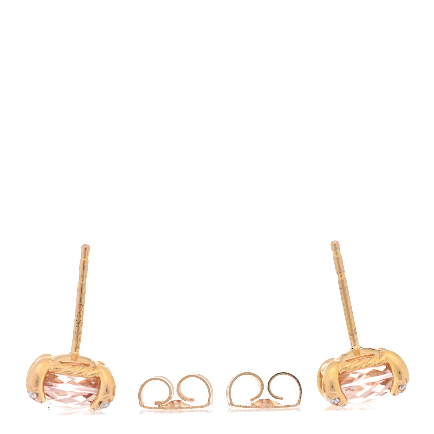 David Yurman 18K Rose Gold Diamond Morganite 8mm Chatelaine Earrings 3 of 4