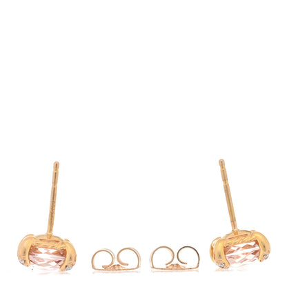 David Yurman 18K Rose Gold Diamond Morganite 8mm Chatelaine Earrings 3 of 4