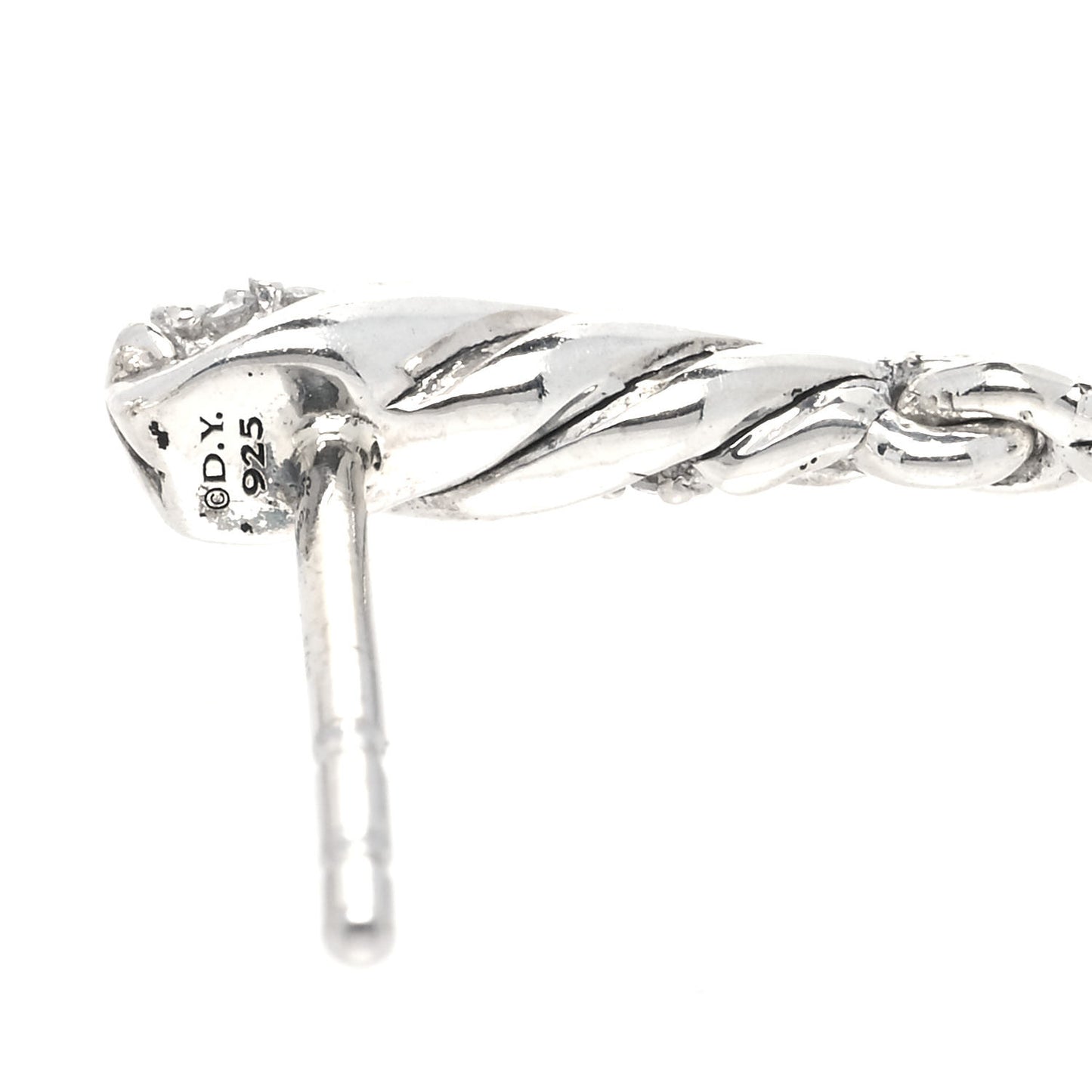 Sterling Silver Diamond Cable Drop Earrings