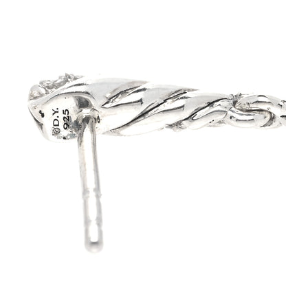 David Yurman Sterling Silver Diamond Cable Drop Earrings 6 of 6