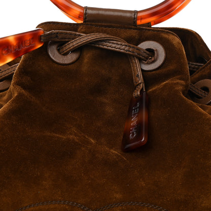 Chanel Suede Tortoise CC Drawstring Tote Brown 8 of 12