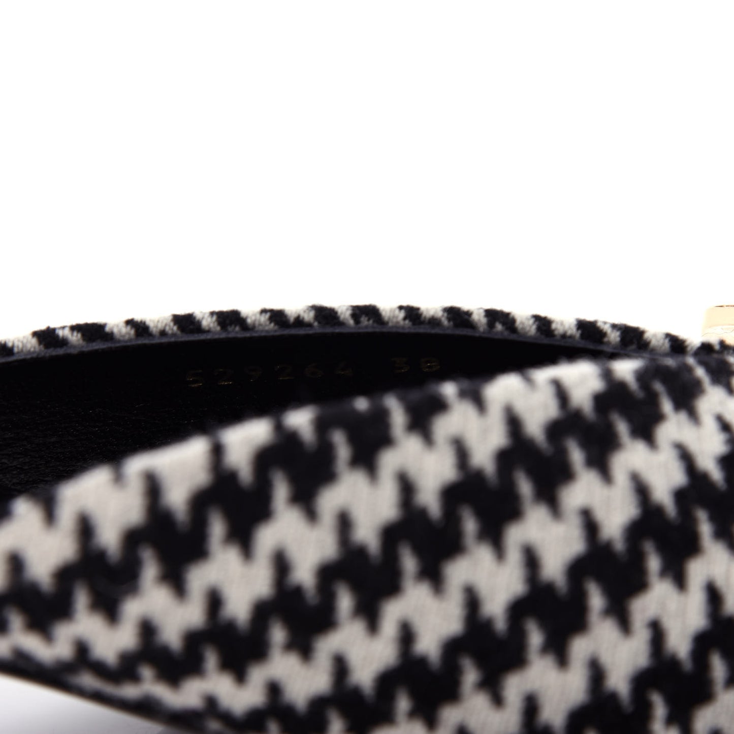 Stretch Tweed BB Houndstooth Pointed Toe Knife 40mm Mules 38 Black Ivory