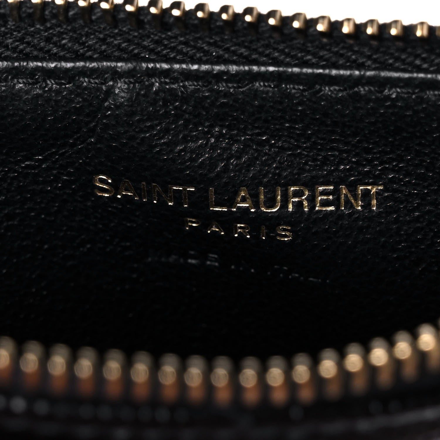 Saint Laurent Grain De Poudre Matelasse Chevron Monogram Fragments Zippered Card Case Black 6 of 9