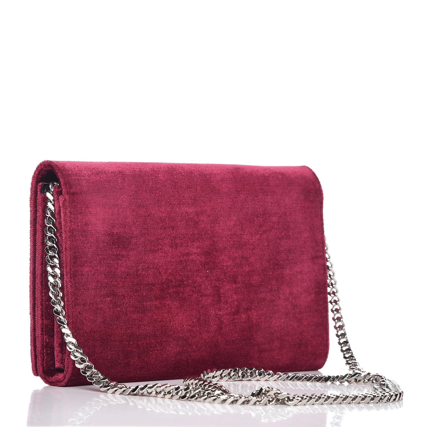 Textured Velour Monogram Chain Wallet Rose Wine
