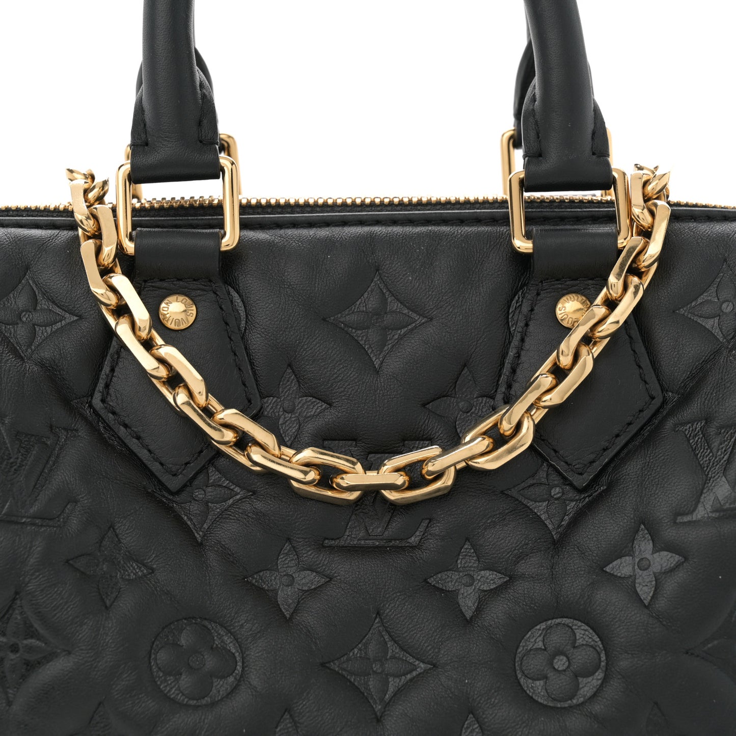 Lambskin Embossed Monogram Speedy 22 Bandouliere Black