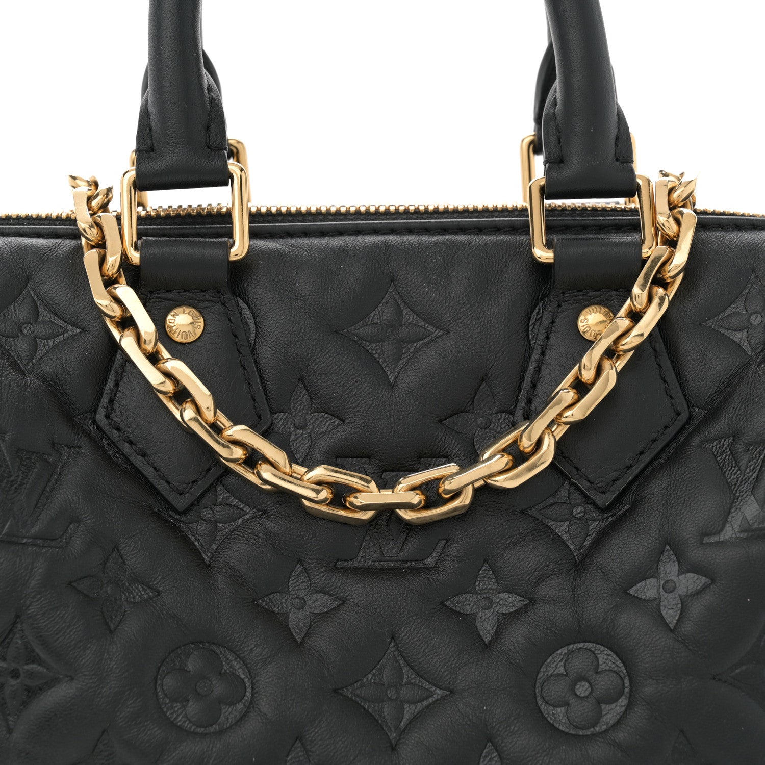 Louis Vuitton Lambskin Embossed Monogram Speedy 22 Bandouliere Black 7 of 11