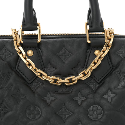 Louis Vuitton Lambskin Embossed Monogram Speedy 22 Bandouliere Black 7 of 11