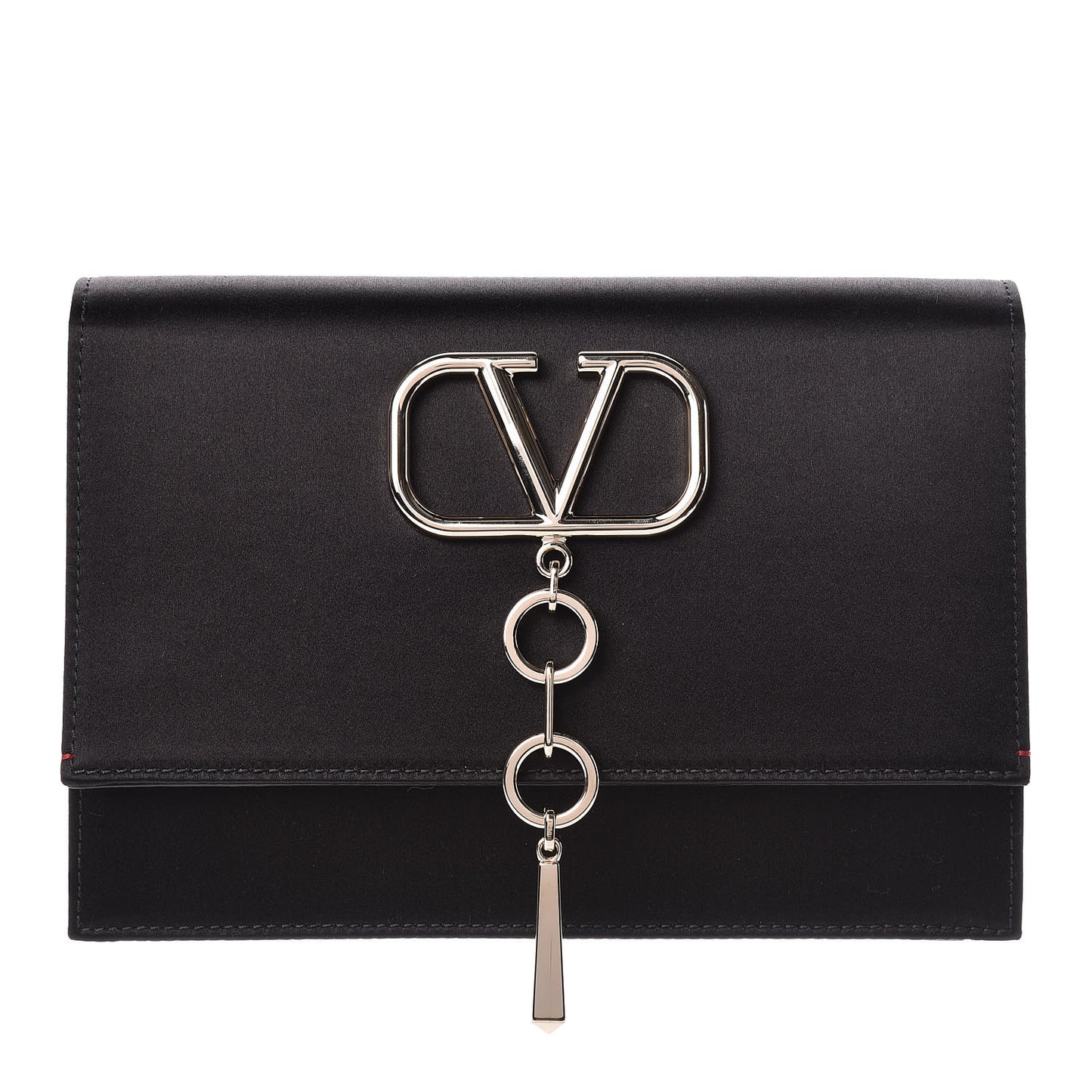 Silk Satin Small VCase Shoulder Bag Black
