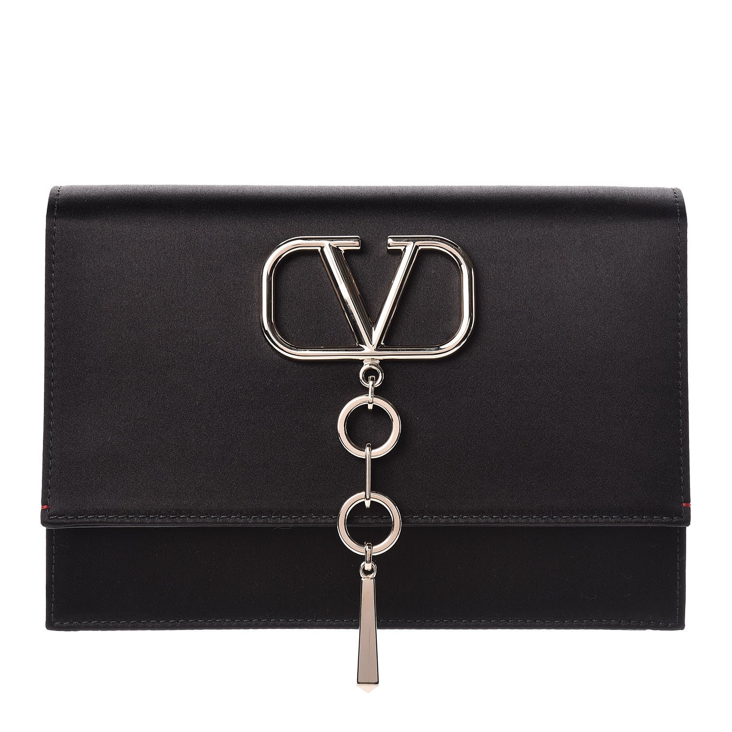 Valentino Garavani Silk Satin Small VCase Shoulder Bag Black 1 of 10
