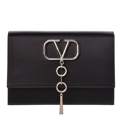 Valentino Garavani Silk Satin Small VCase Shoulder Bag Black 1 of 10