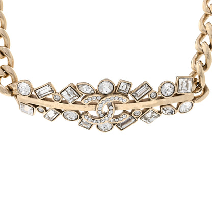 Chanel Crystal CC Link Choker Necklace Gold 4 of 5