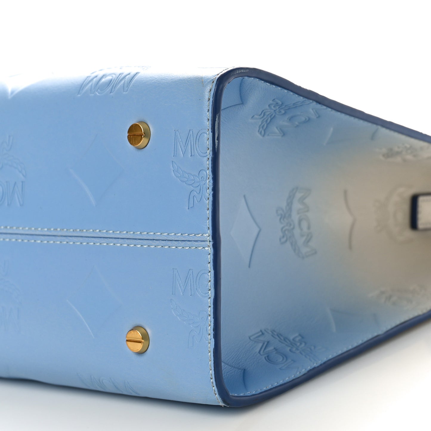 Calfskin Gradation Monogram Large Munchen Tote Blue