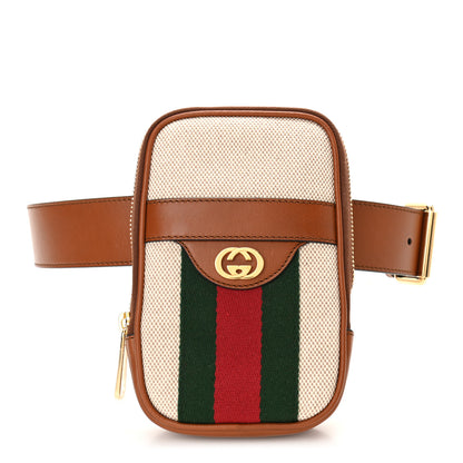 Gucci Vintage Canvas Calfskin Web Belted iPhone Case 70 28 Sand Cuir 1 of 10