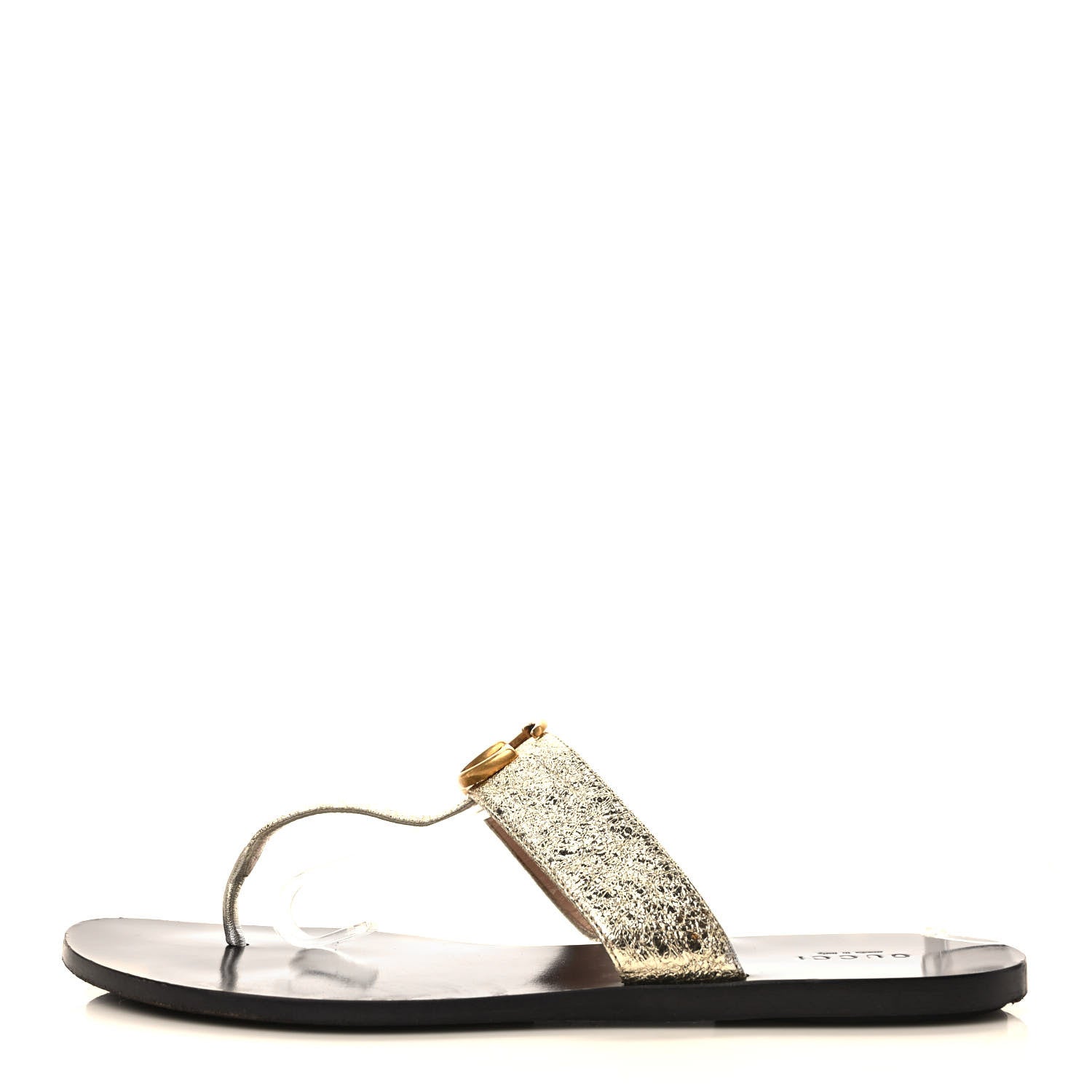 Gucci Nappa Silk Galassia GG Marmont Thong Flat Sandals 40 Platino 1 of 7