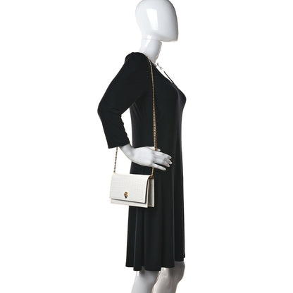 Alexander McQueen Calfskin Crocodile Embossed Skull Mini Crossbody Bag White 2 of 10
