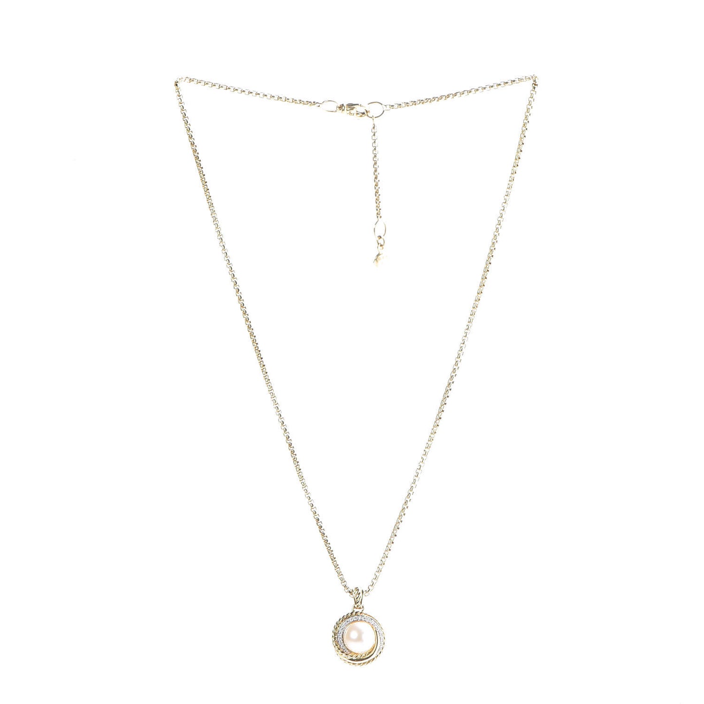 Sterling Silver Diamond Pearl 8mm Crossover Pendant Necklace