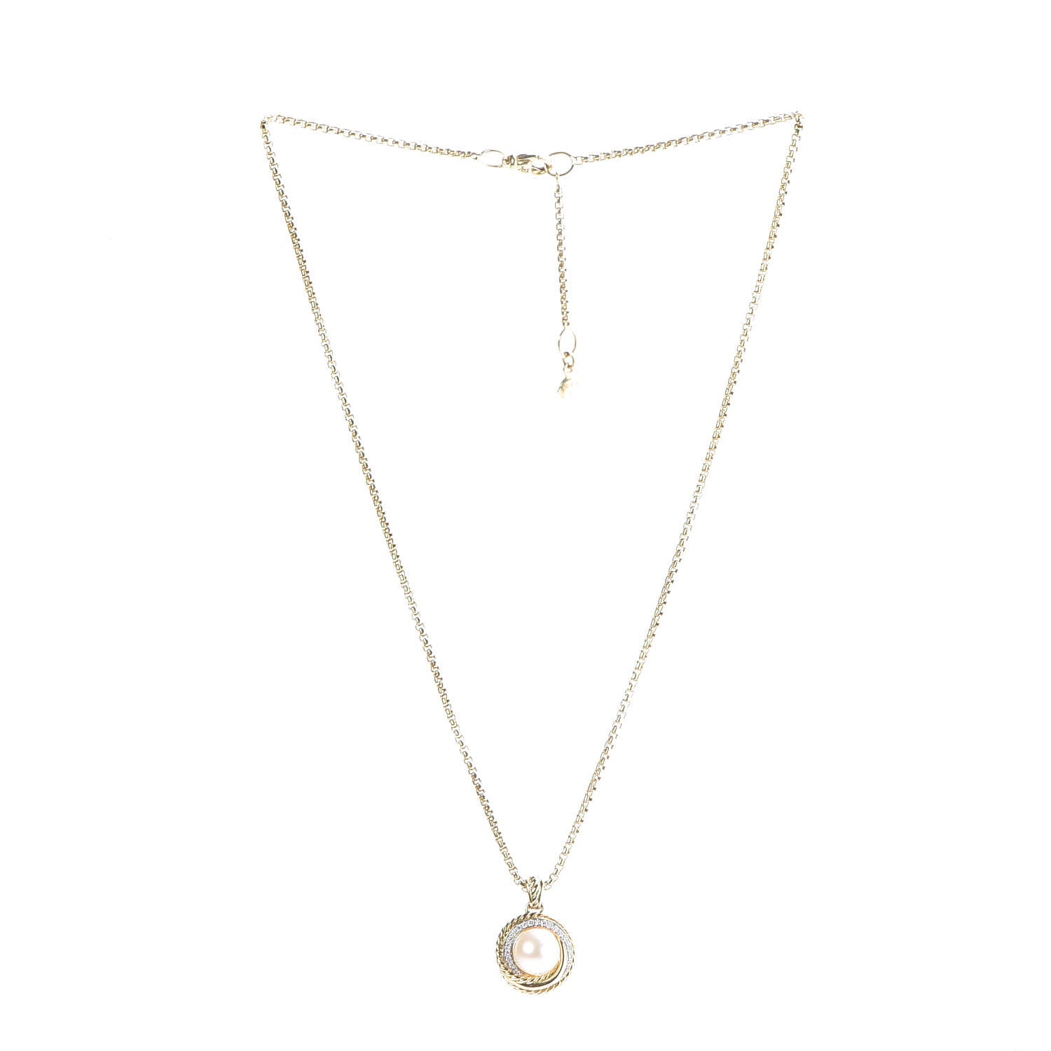 David Yurman Sterling Silver Diamond Pearl 8mm Crossover Pendant Necklace 3 of 10