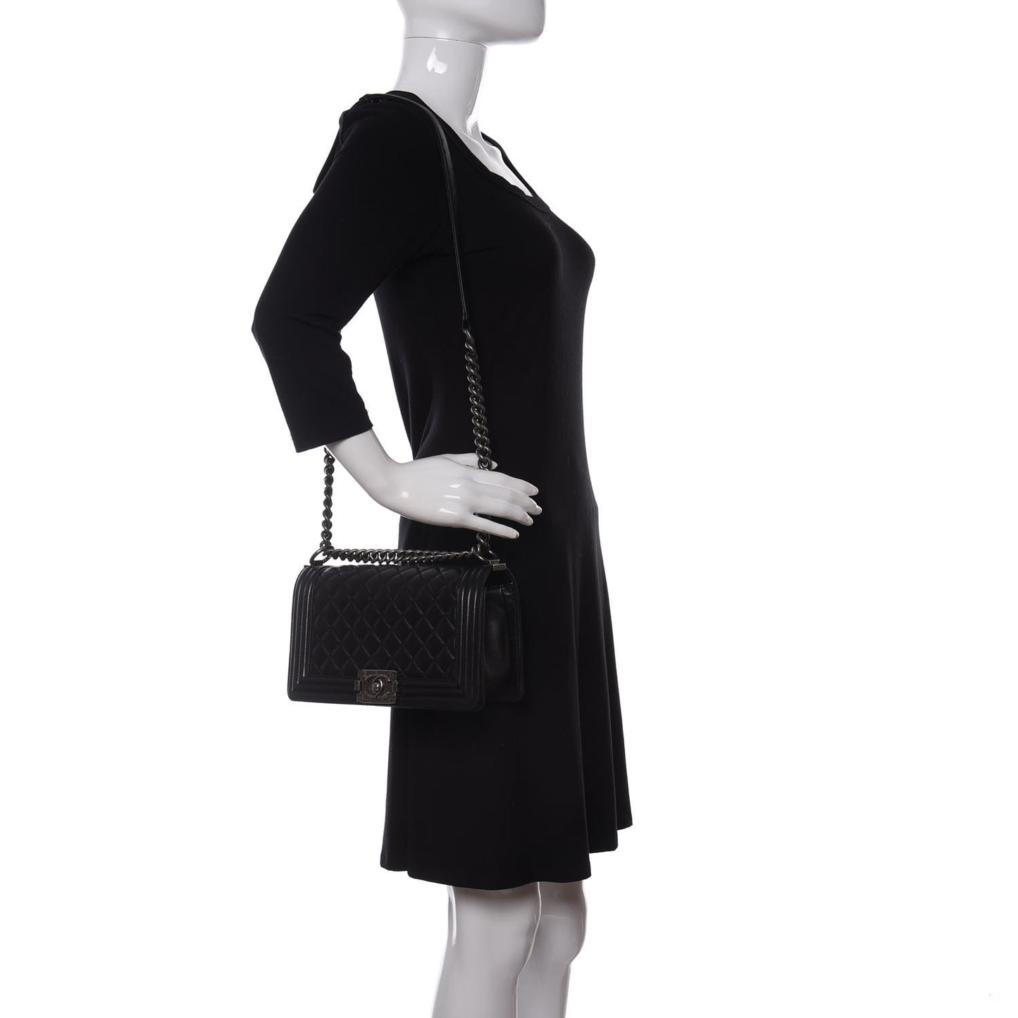 Lambskin Quilted Medium Boy Flap Black