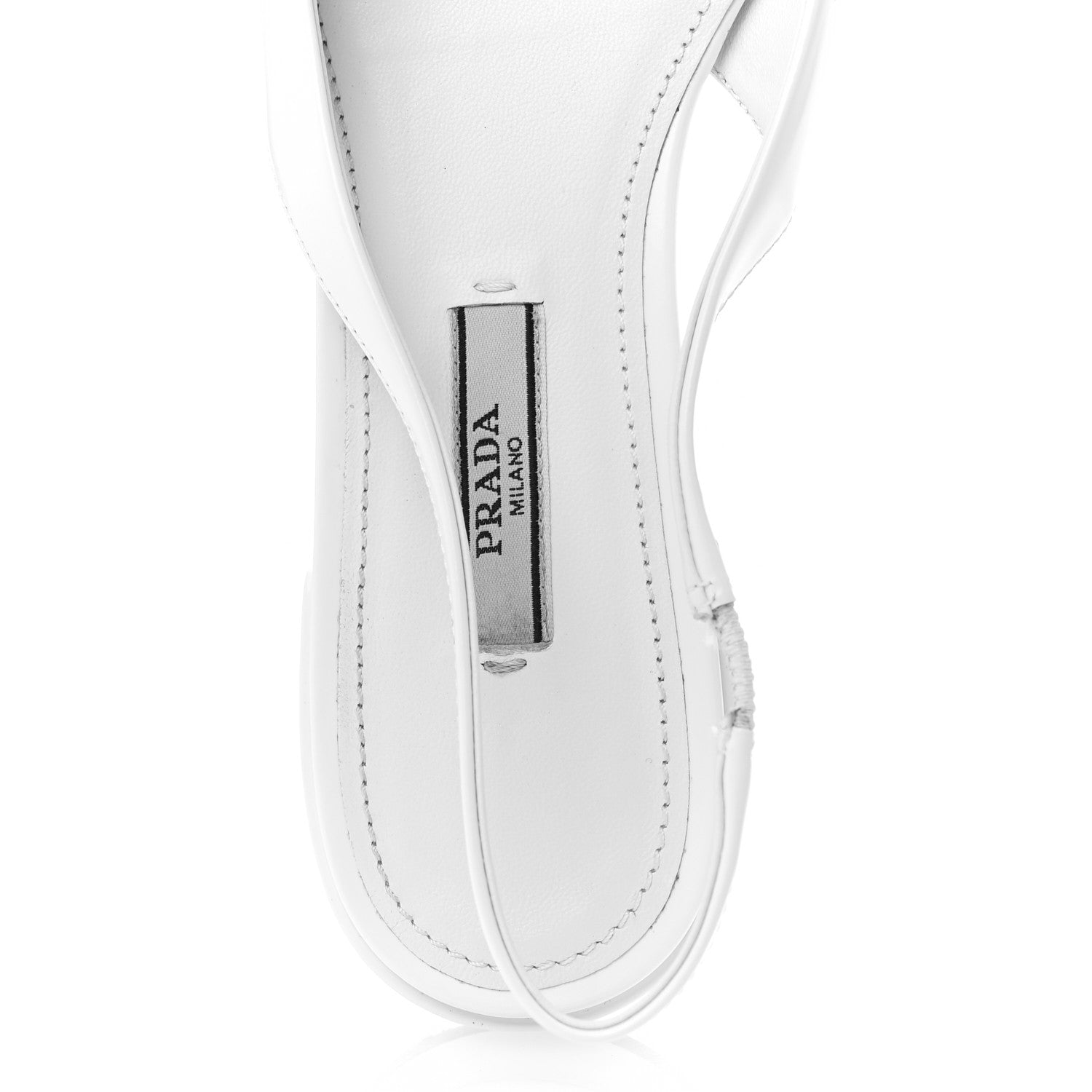 Prada Spazzolato Padded Triangle Logo Pointed Toe Slingback Flats 37.5 White 7 of 11