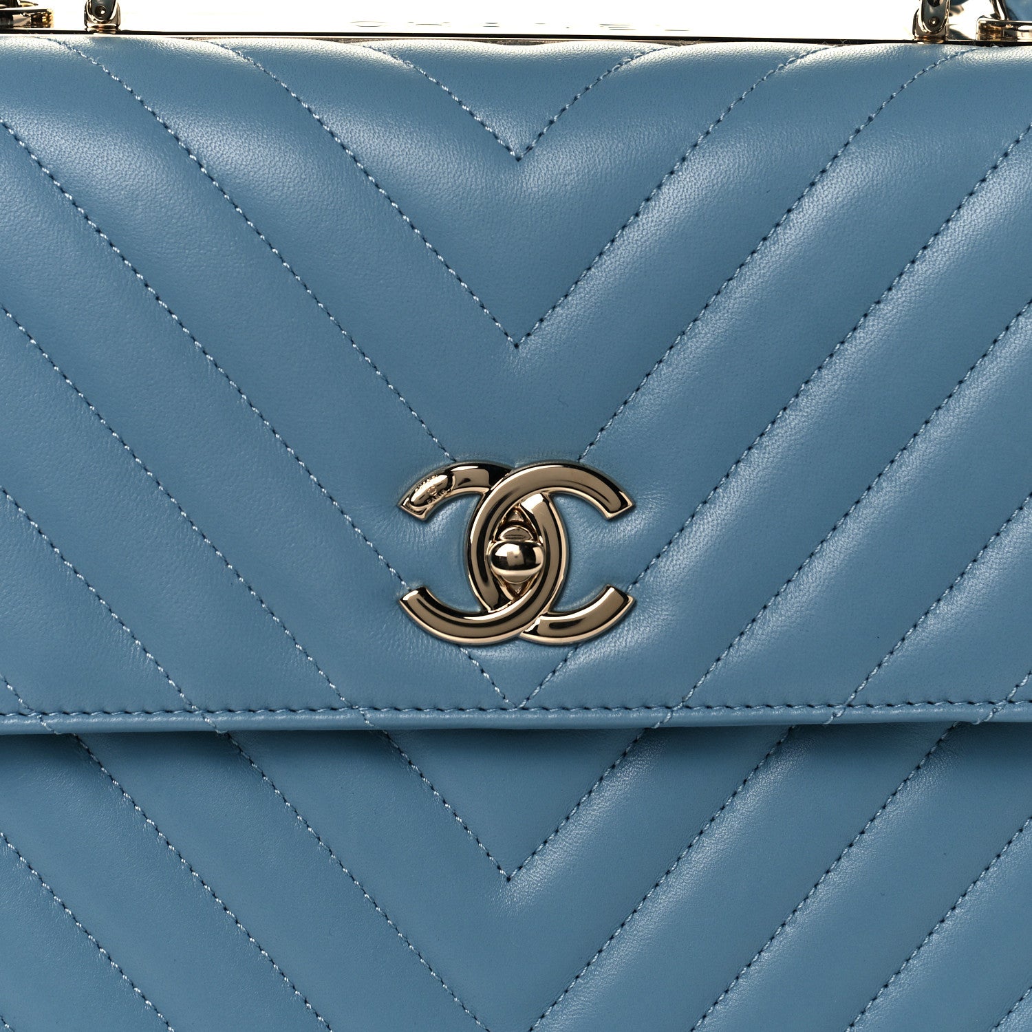 Chanel Lambskin Chevron Quilted Medium Trendy CC Dual Handle Flap Bag Light Blue 7 of 12
