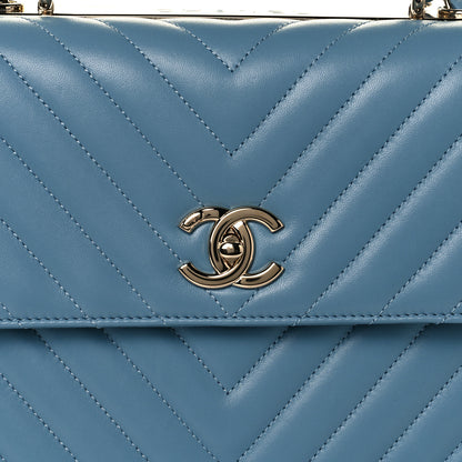 Chanel Lambskin Chevron Quilted Medium Trendy CC Dual Handle Flap Bag Light Blue 7 of 12