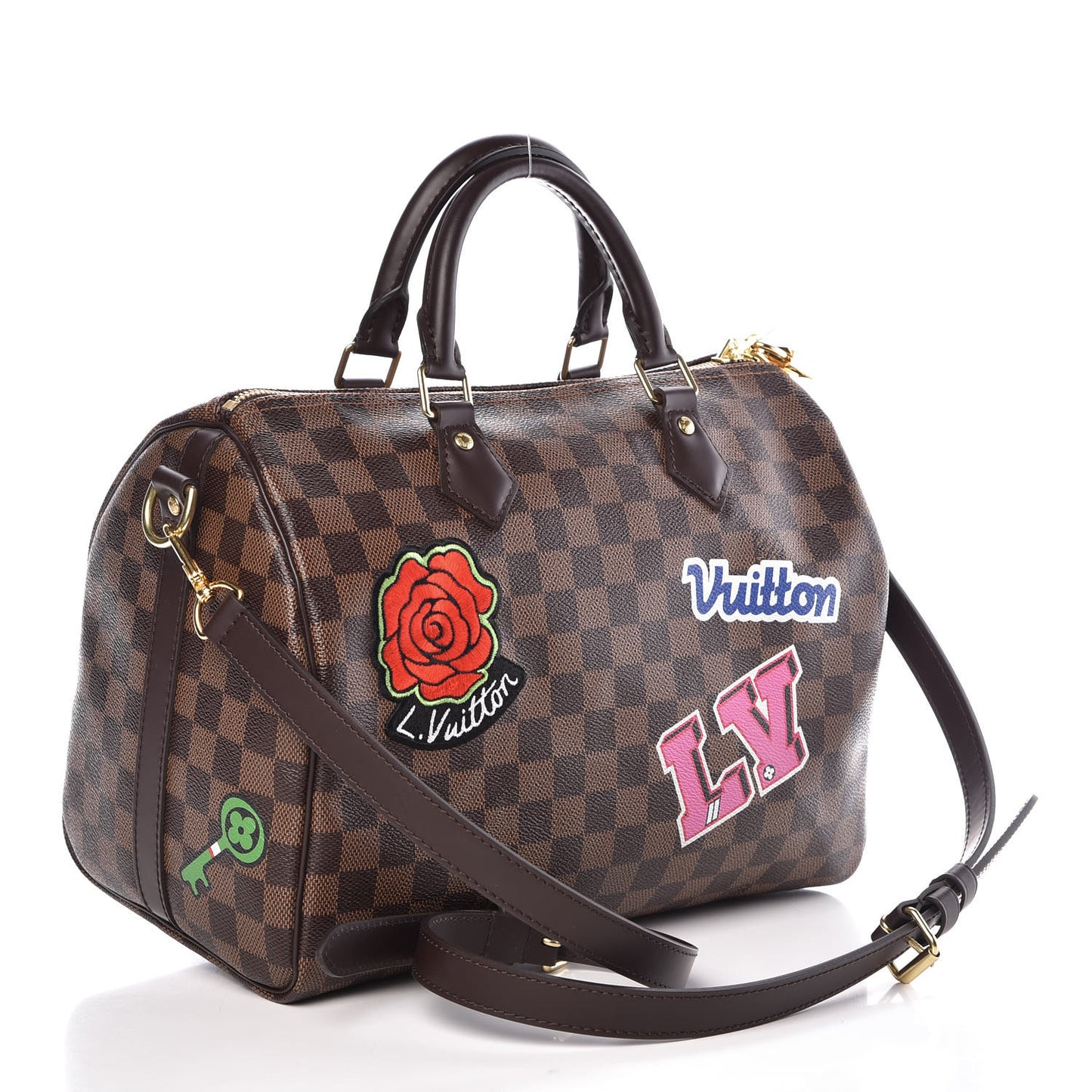Damier Ebene Patches Speedy Bandouliere 30