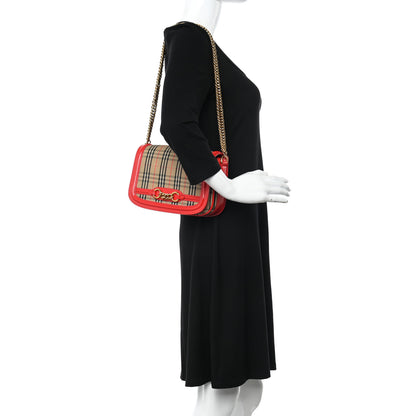 Burberry Patent 1983 Knight Check Link Shoulder Bag Bright Red 2 of 11