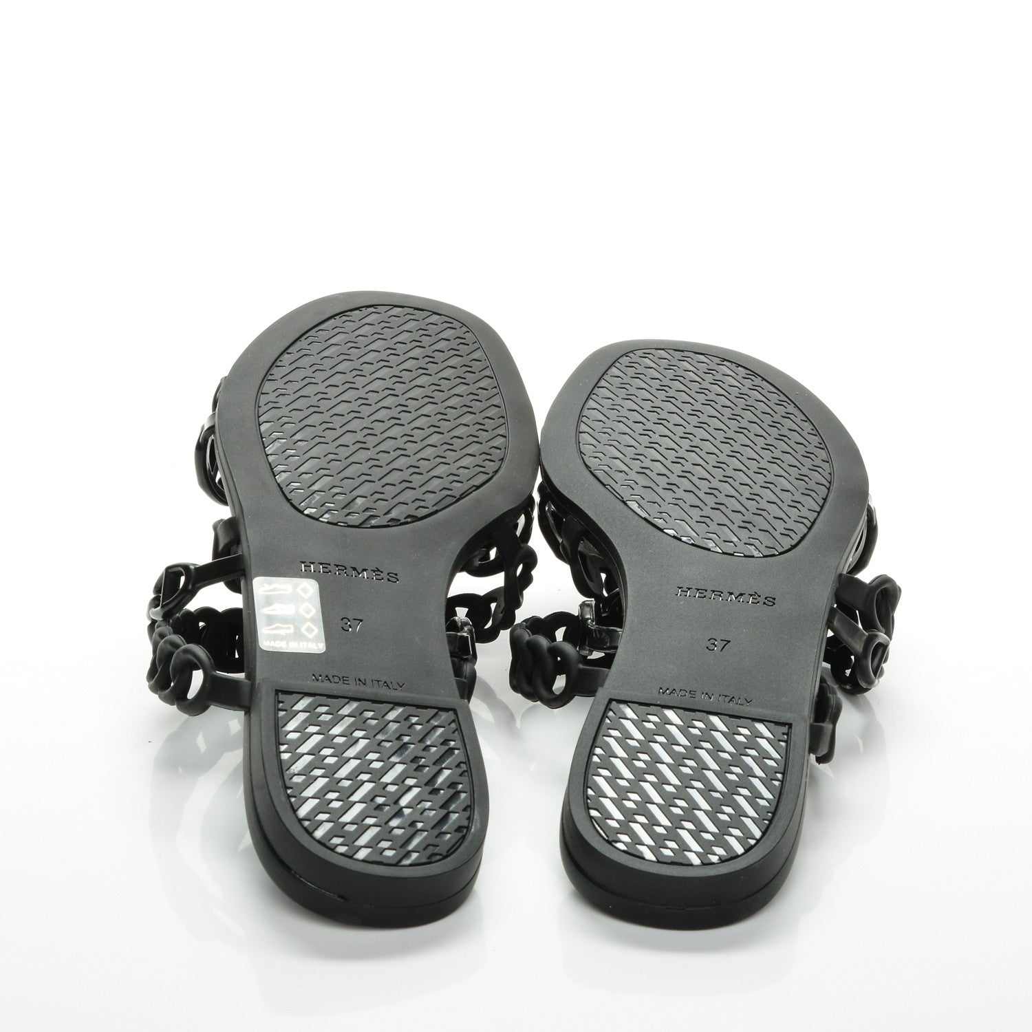 Hermes Rubber Chaine d'Ancre Nude Sandals 37 Black 5 of 7