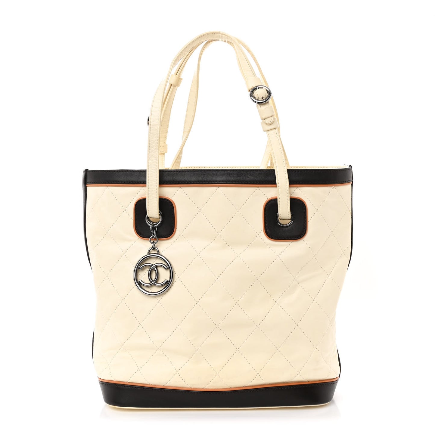 Lambskin Quilted Country Club Tote White Black