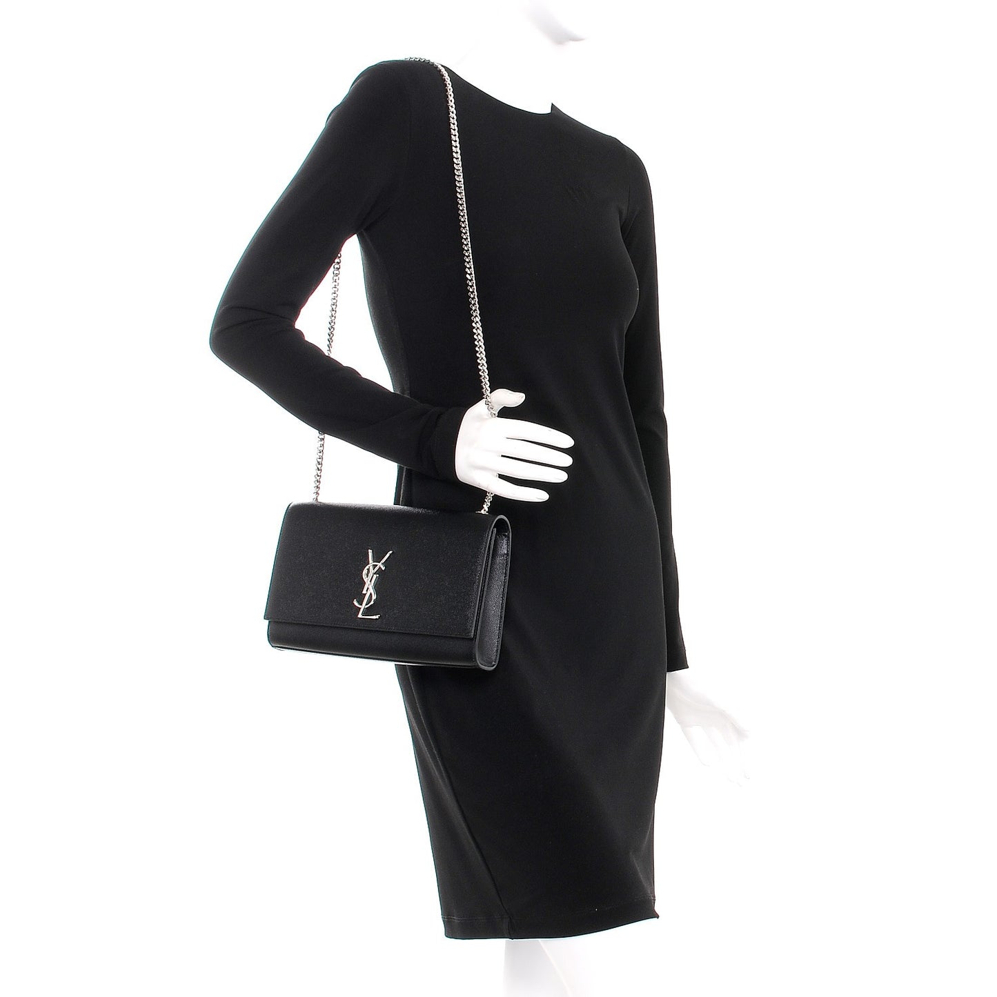Grain De Poudre Medium Classic Monogram Kate Satchel Black