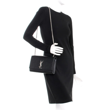 Saint Laurent Grain De Poudre Medium Classic Monogram Kate Satchel Black 2 of 7