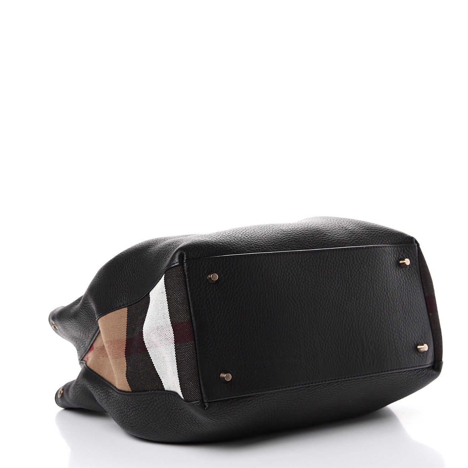 Burberry Grainy Calfskin House Check Medium Maidstone Black 3 of 12