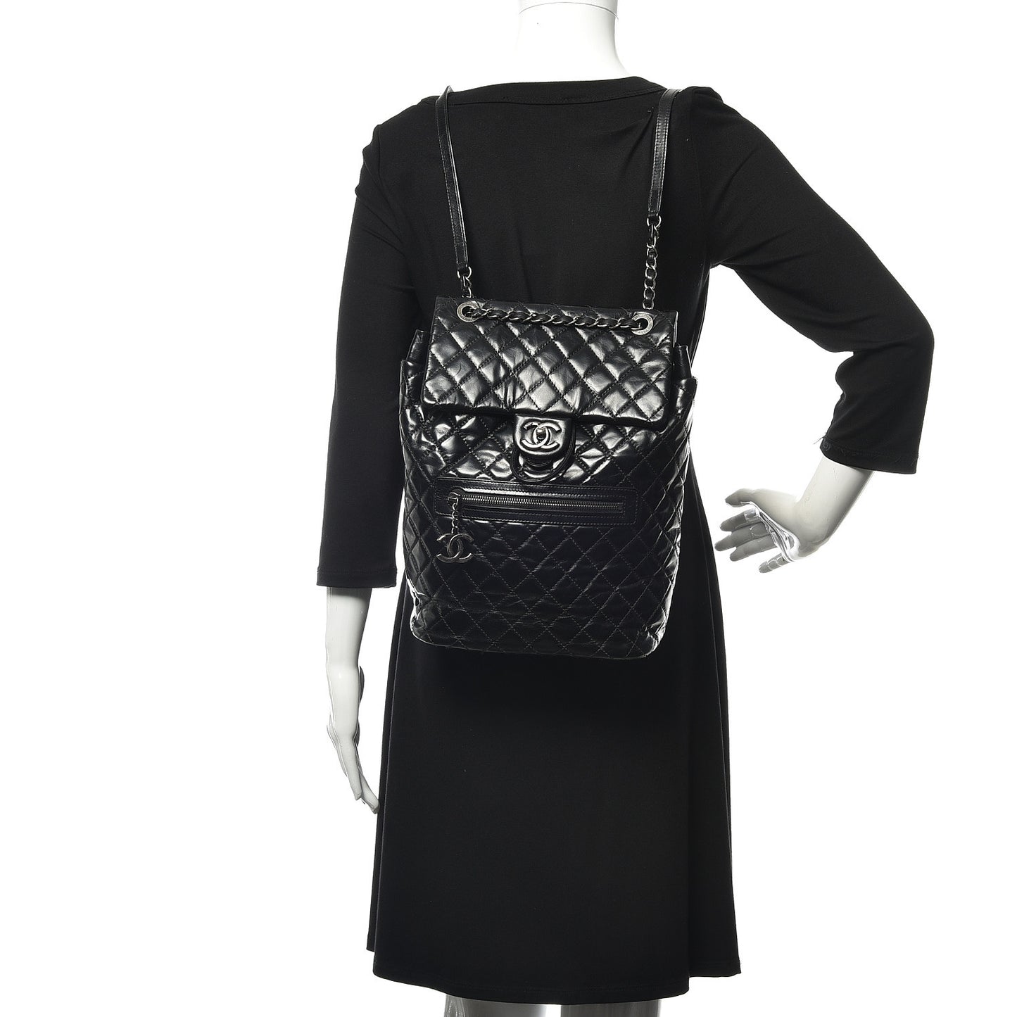 Calfskin Quilted Large Salzburg Mountain Backpack Black