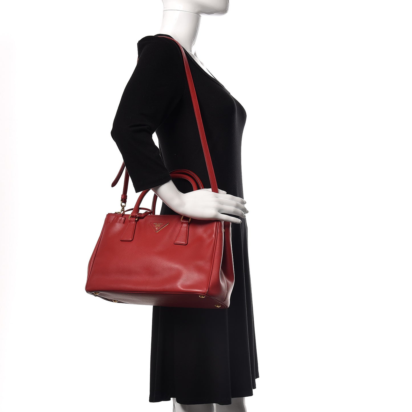Saffiano Small Galleria Double Zip Tote Fuoco