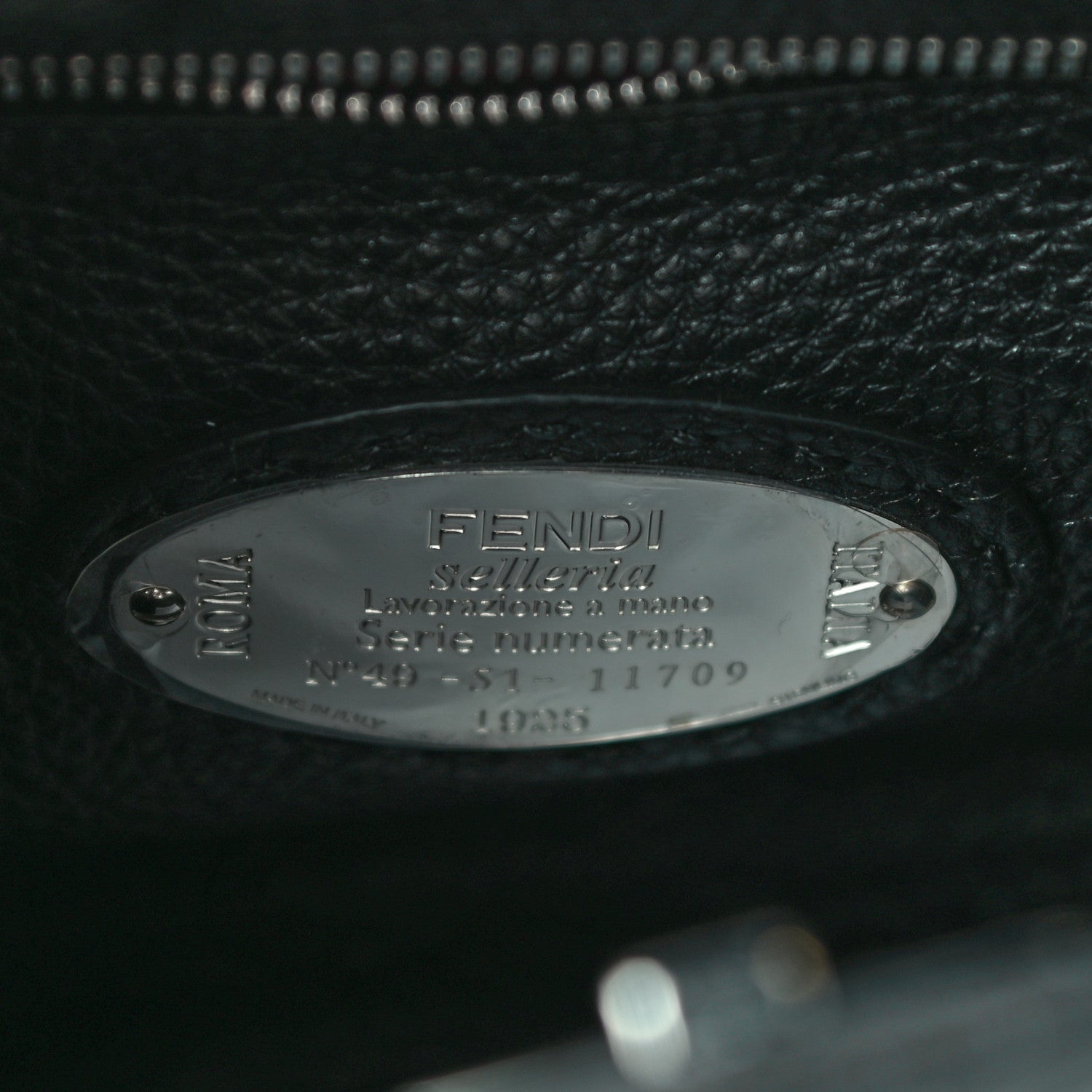 Fendi Cuoio Romano Selleria Monster Eyes Mini Peekaboo Iconic Fit Satchel Black 6 of 10