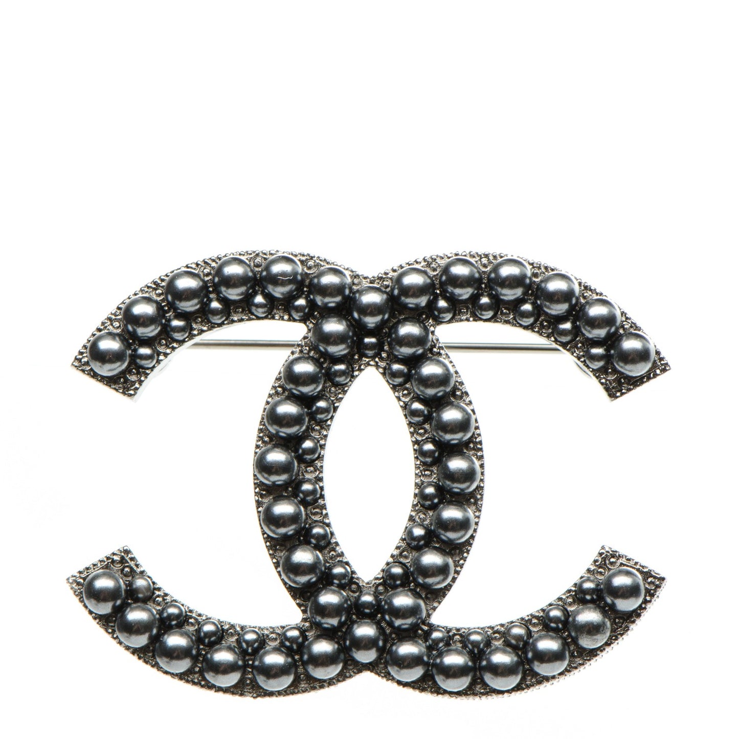 Ruthenium Bead CC Brooch Dark Grey