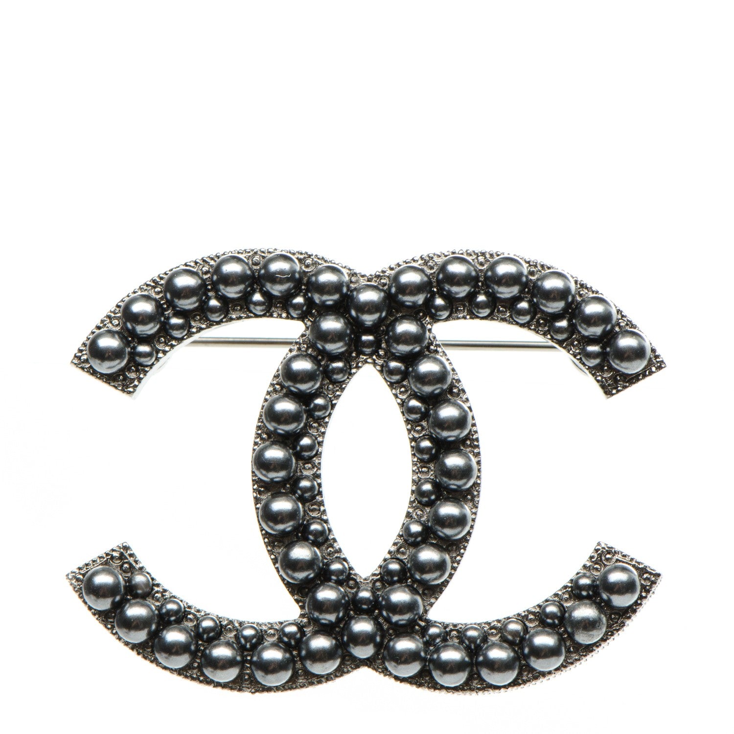 Chanel Ruthenium Bead CC Brooch Dark Grey 1 of 5