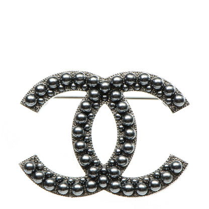 Chanel Ruthenium Bead CC Brooch Dark Grey 1 of 5