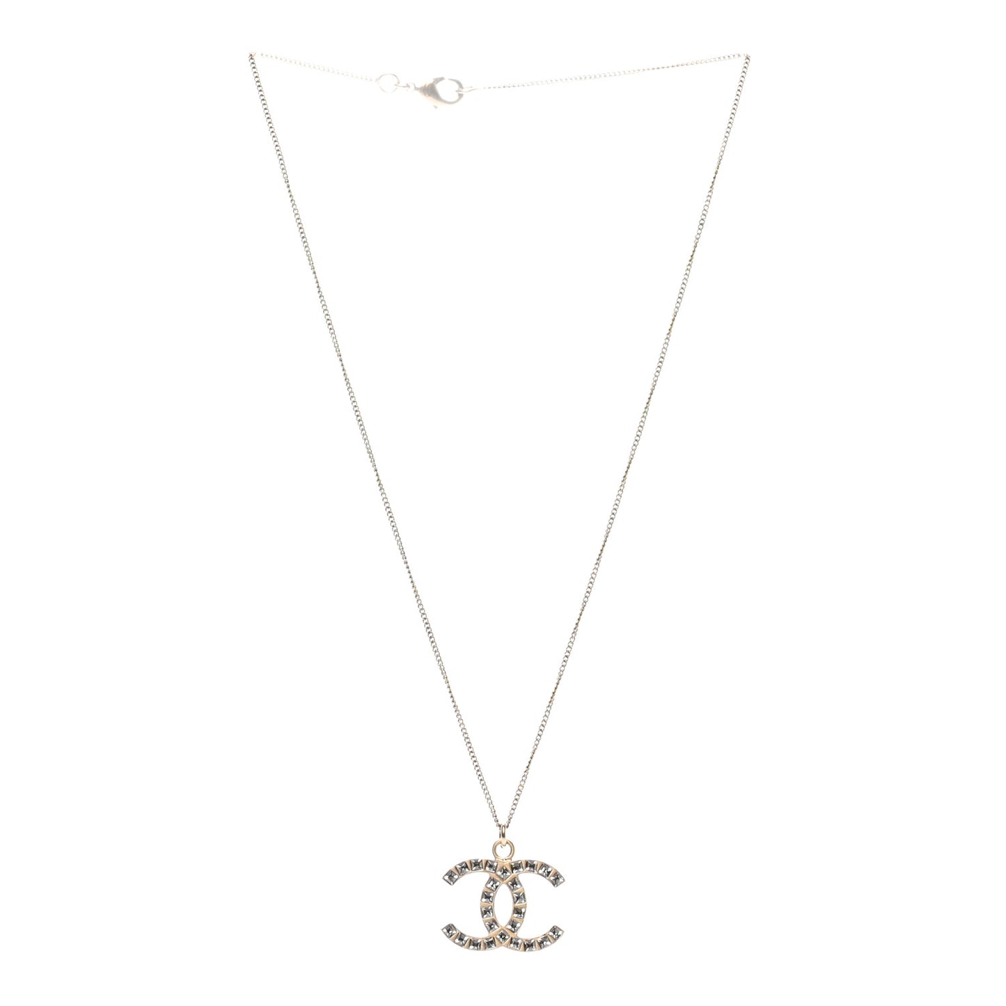 Crystal CC Pendant Necklace Gold