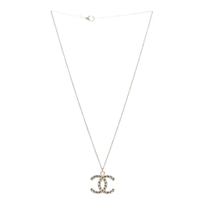 Chanel Crystal CC Pendant Necklace Gold 3 of 4