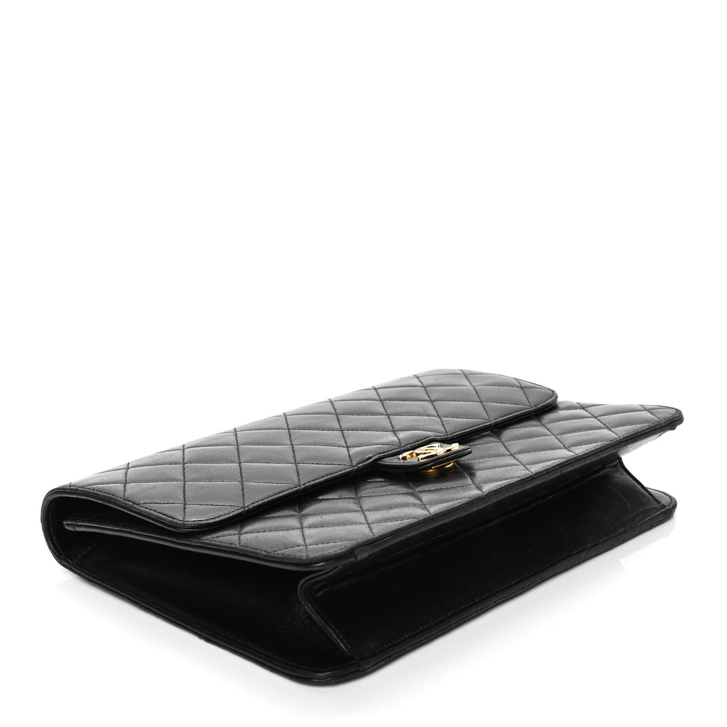 Lambskin Quilted Medium Single Flap Black