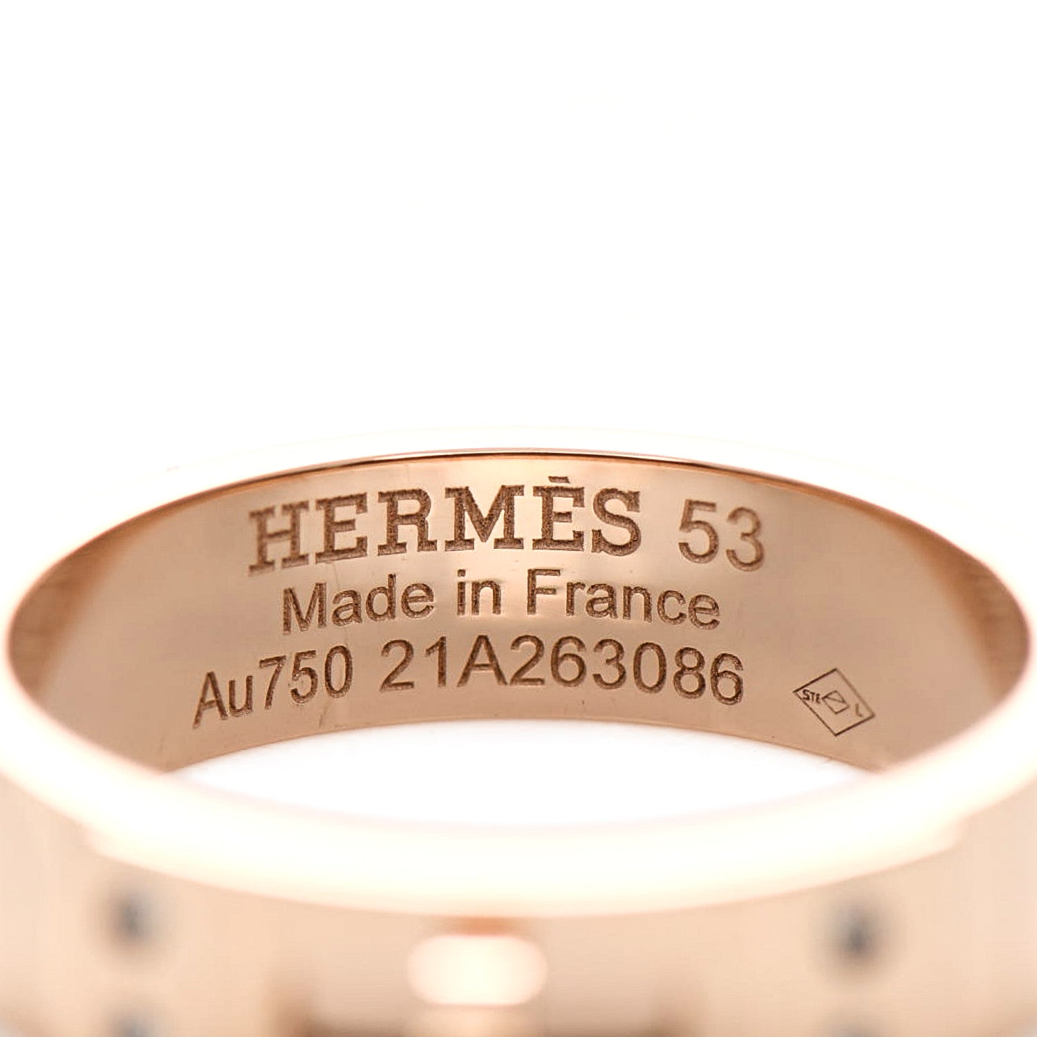 Hermes 18K Rose Gold Diamond PM Kelly Ring 53 6.5 4 of 5