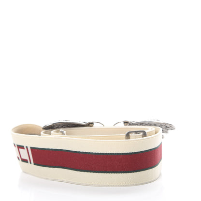 Gucci Jacquard Crystal Stripe Butterfly Belt 85 34 White 2 of 5